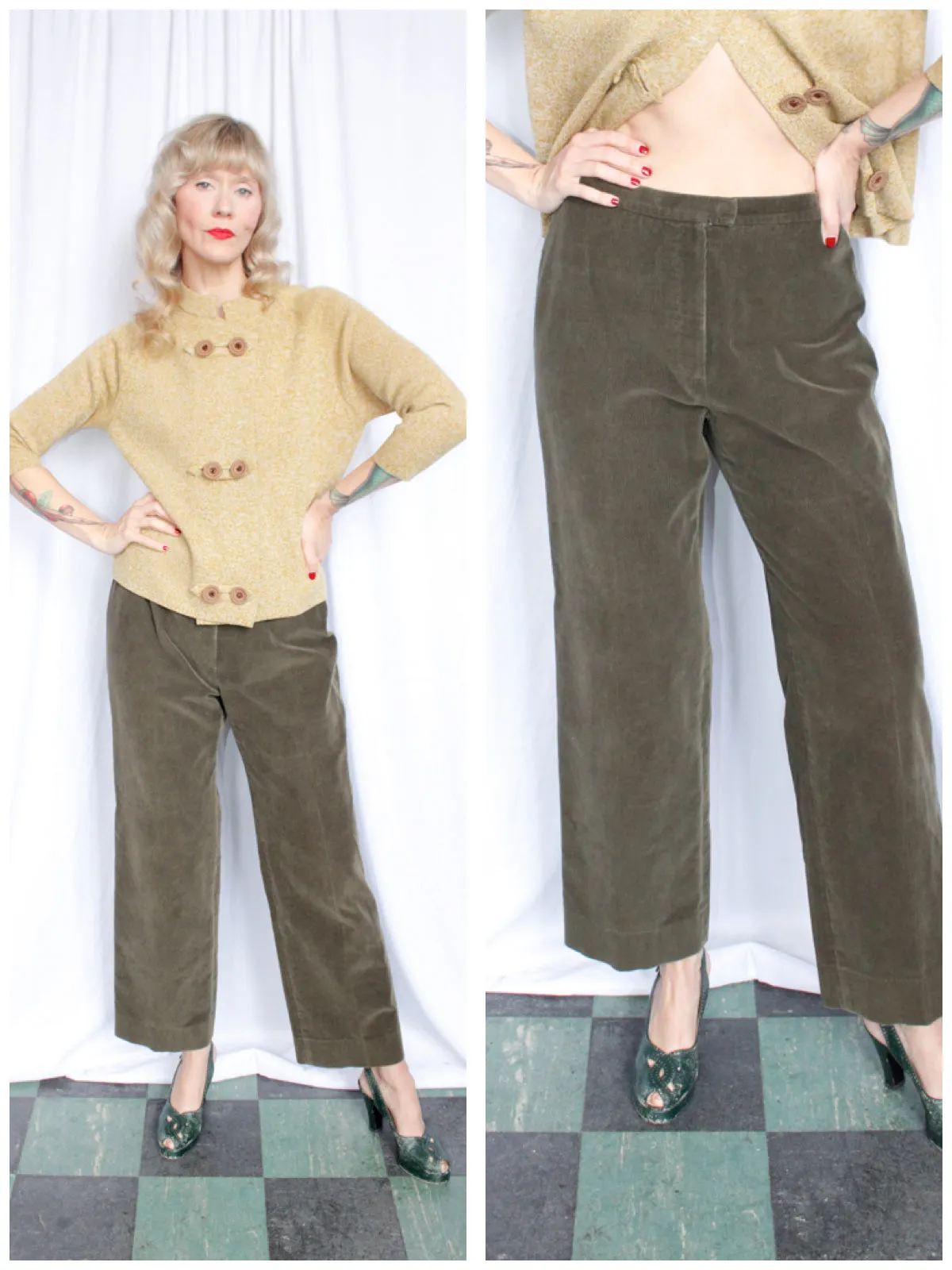 1990s Olive Corduroy Paul Stuart Pant - 32" waist