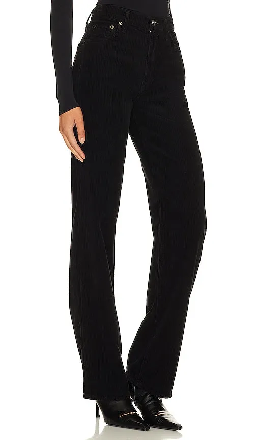 AGOLDE Harper Mid Rise Wide Straight in Black