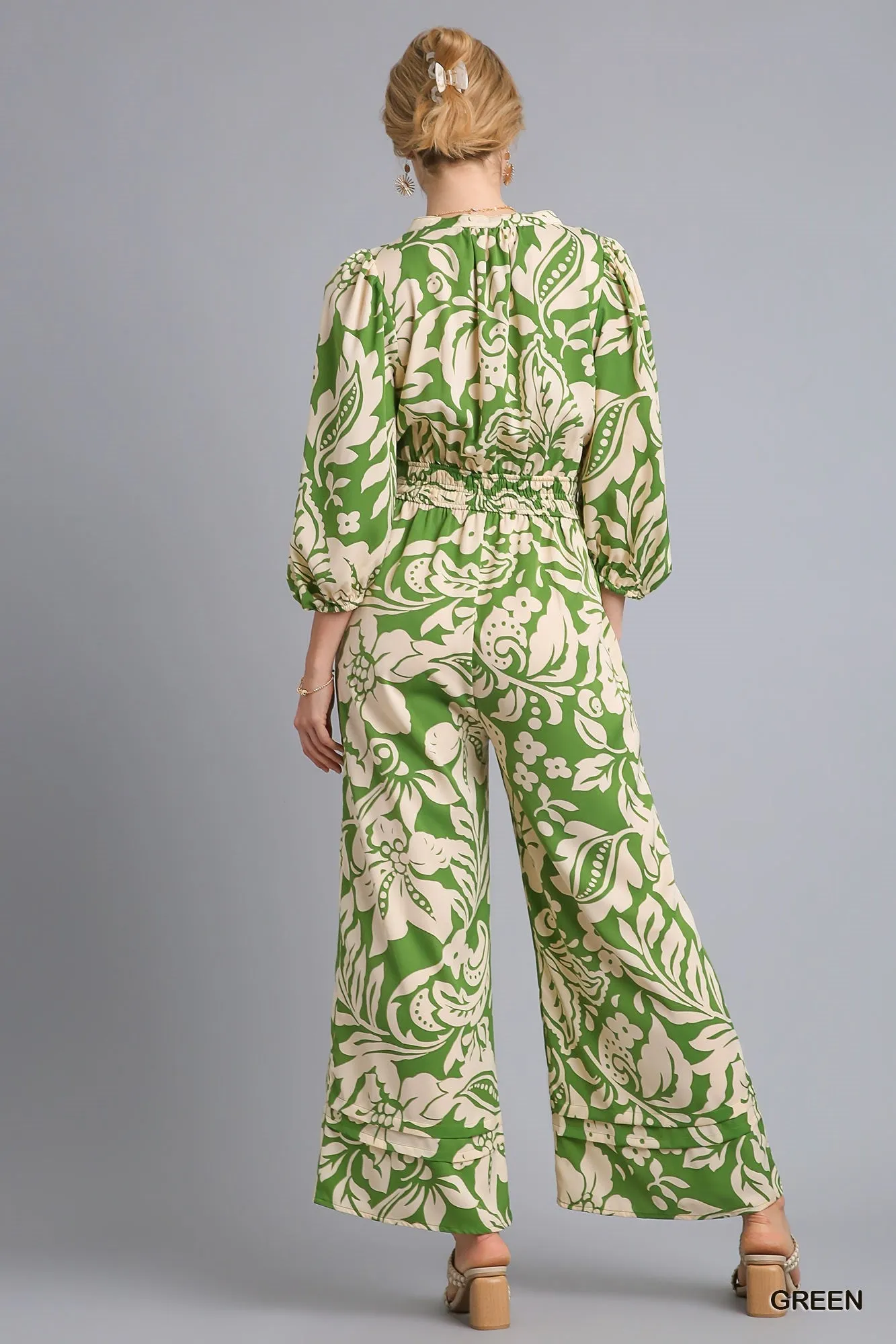 Aine Green Floral Jumpsuit