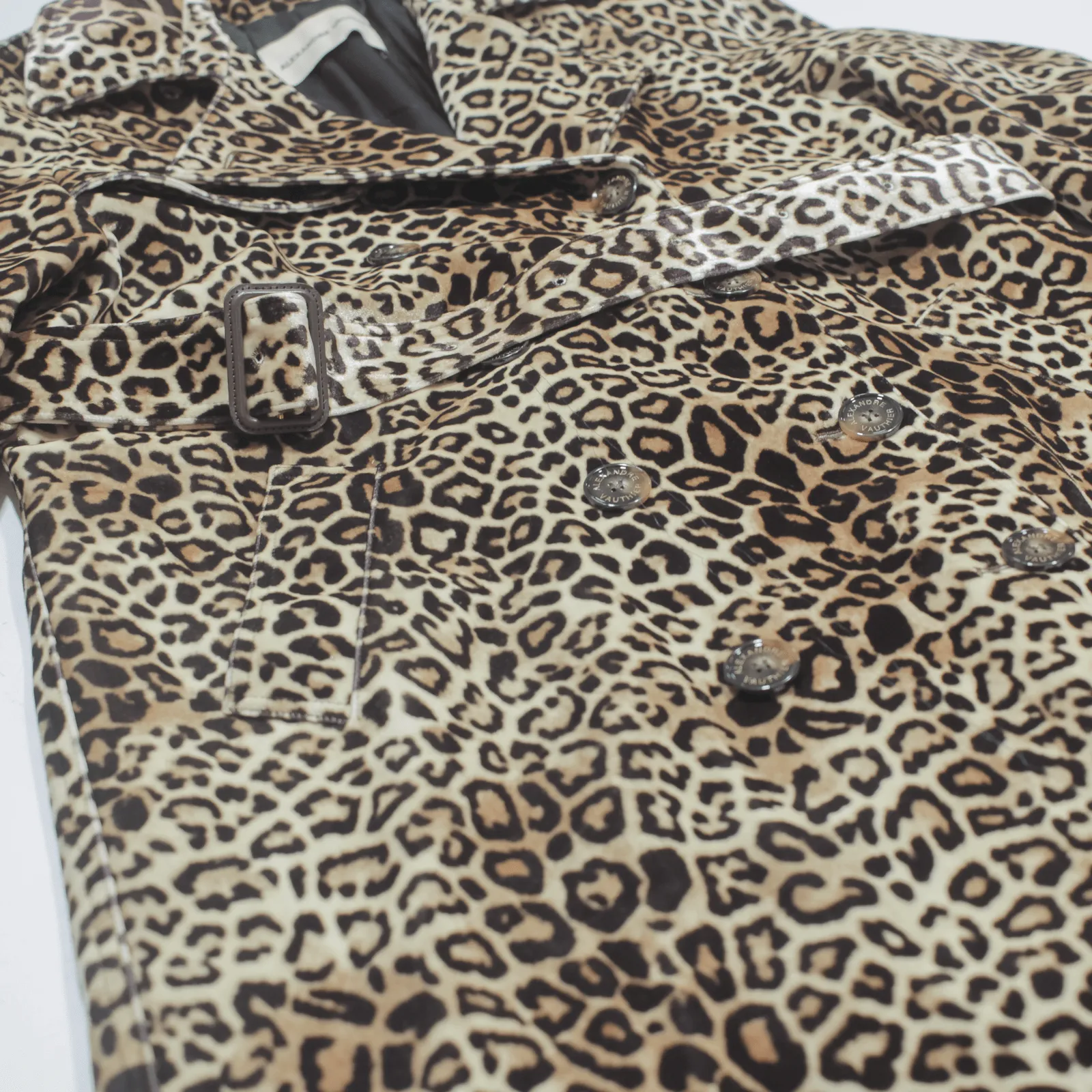 ALEXANDRE VAUTHIER Womens Overcoat Coat Beige Velvet S