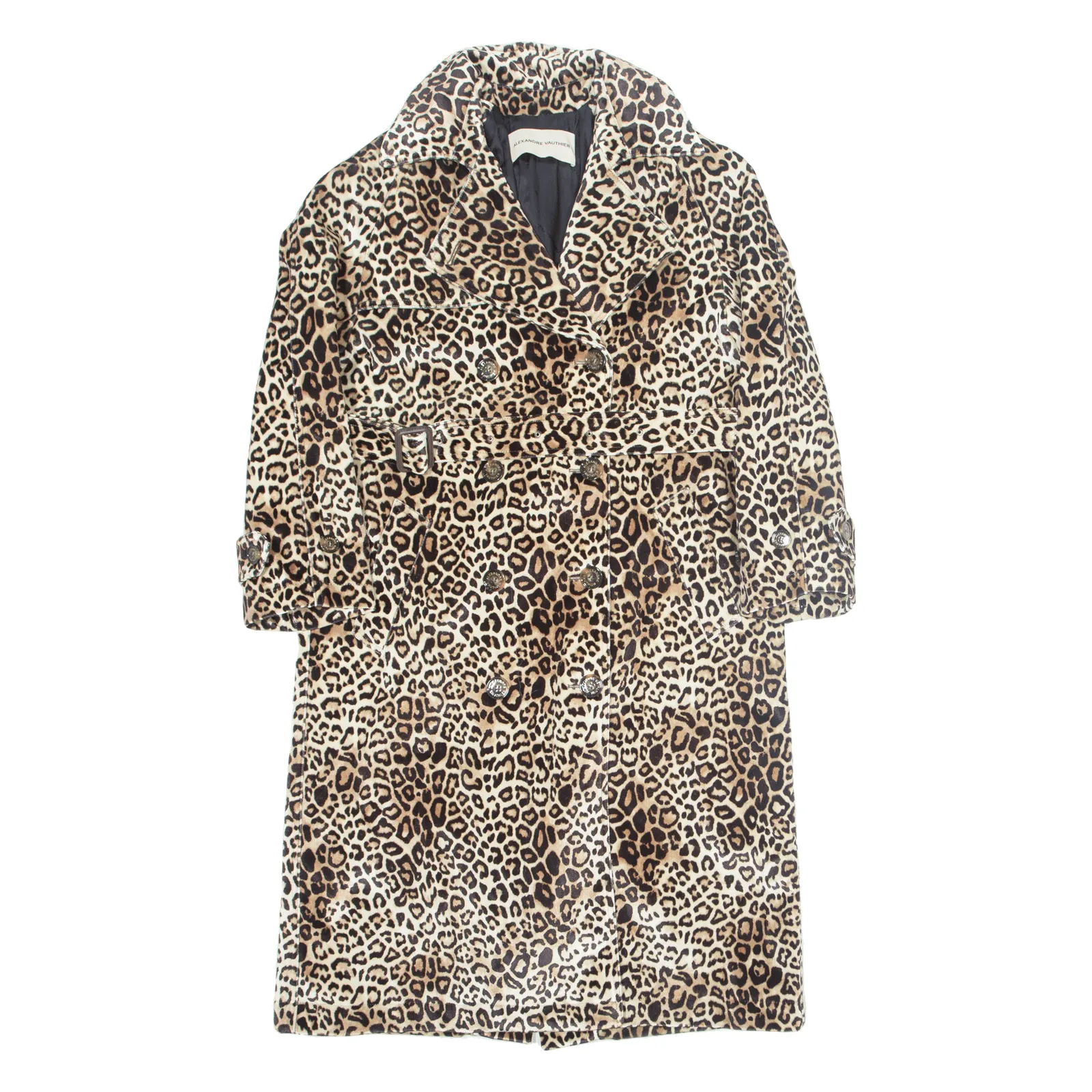 ALEXANDRE VAUTHIER Womens Overcoat Coat Beige Velvet S