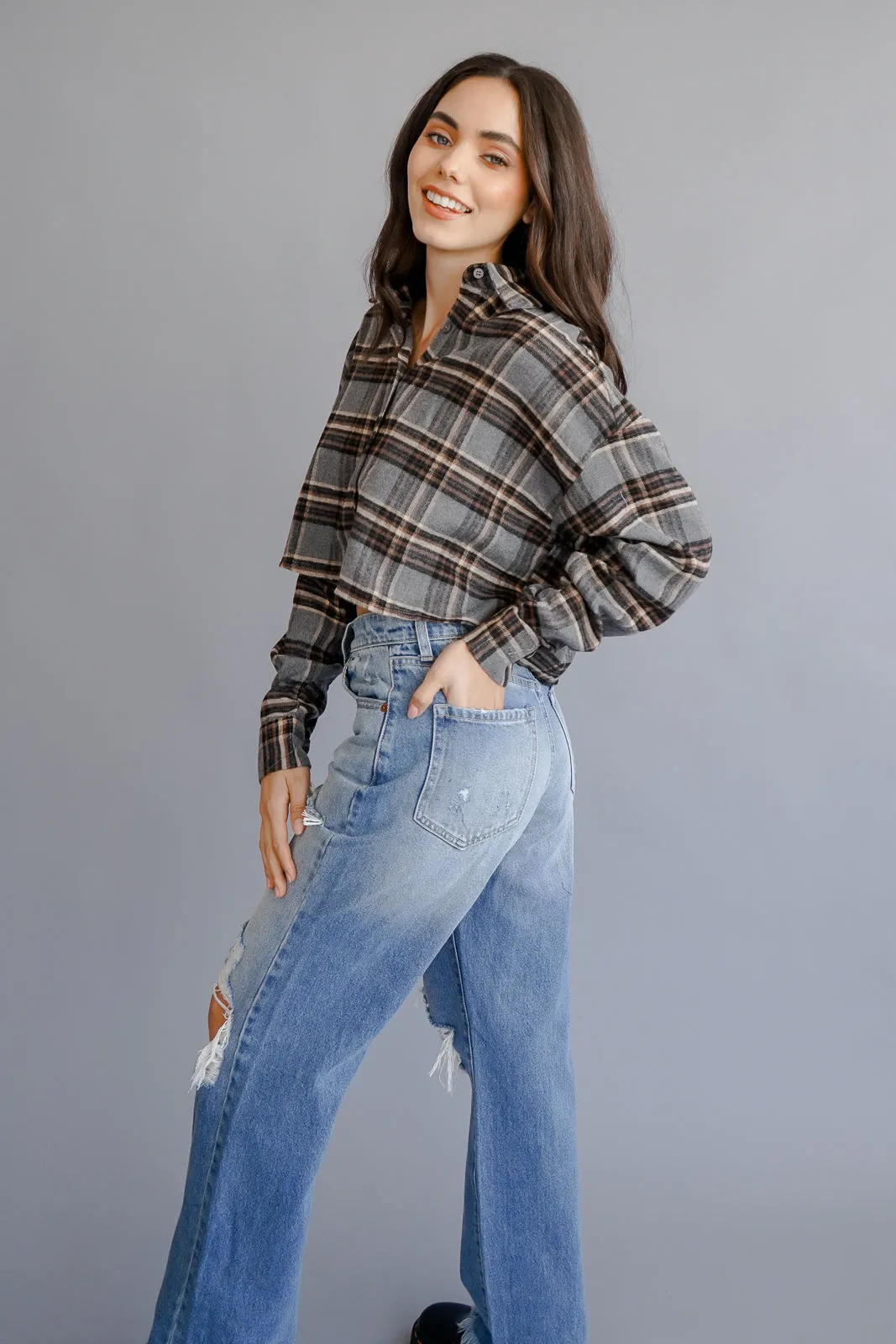 Amber Plaid Crop Top