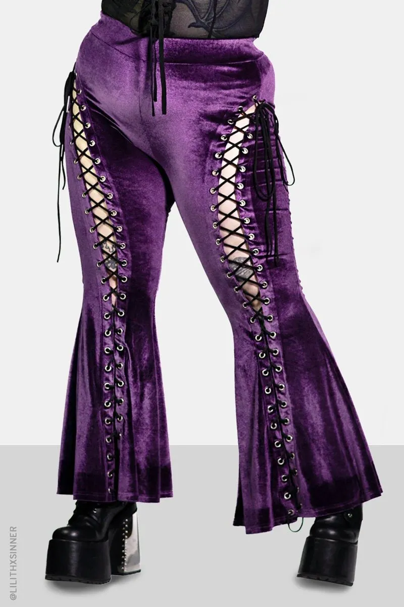 Amethyst Alice Lace Up Flare Pants