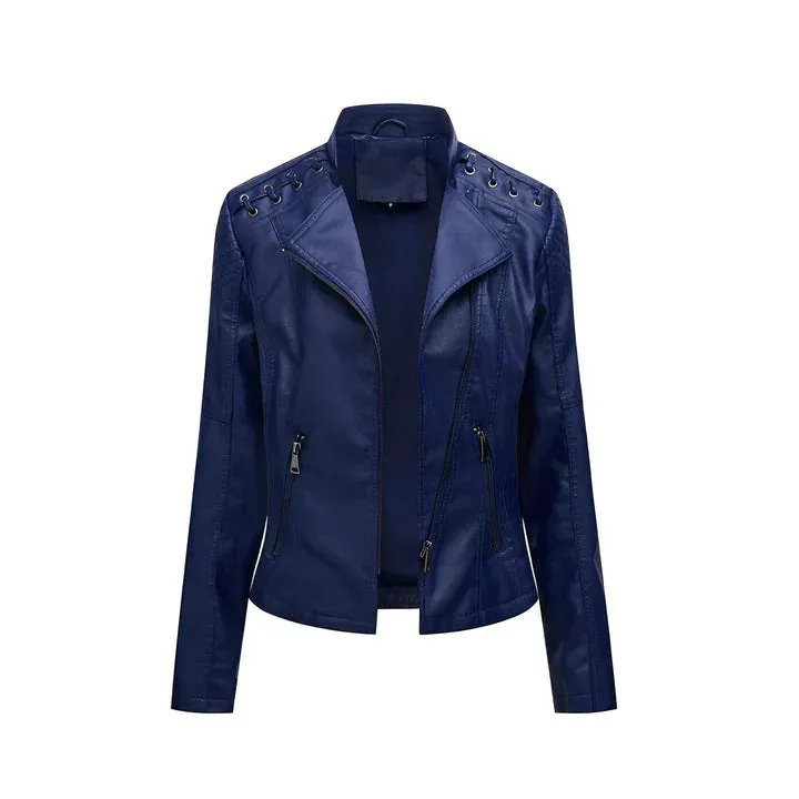 Arline - pu leather jacket with zipper