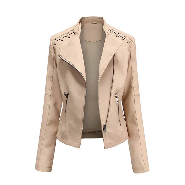 Arline - pu leather jacket with zipper