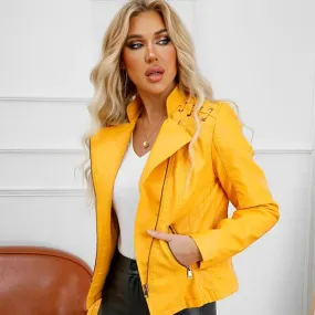Arline - pu leather jacket with zipper