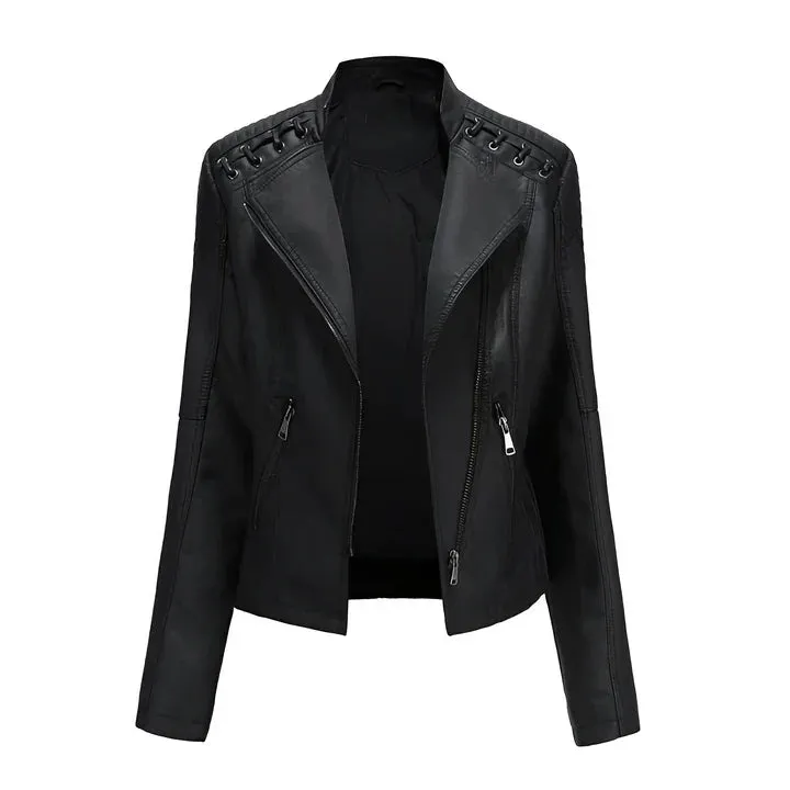 Arline - pu leather jacket with zipper