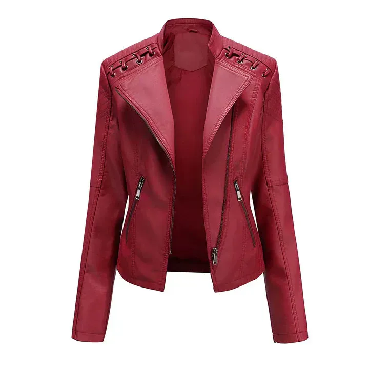 Arline - pu leather jacket with zipper