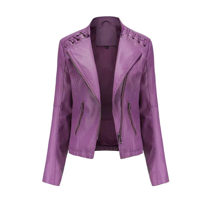 Arline - pu leather jacket with zipper