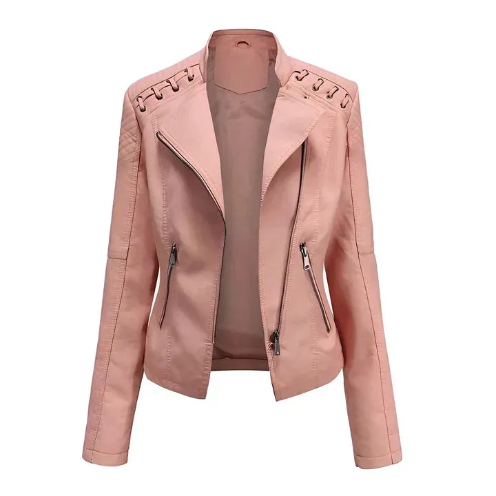 Arline - pu leather jacket with zipper