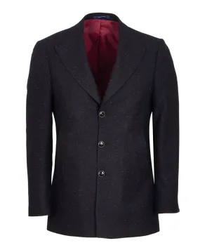 Black Plain  Design Men's Overcoat