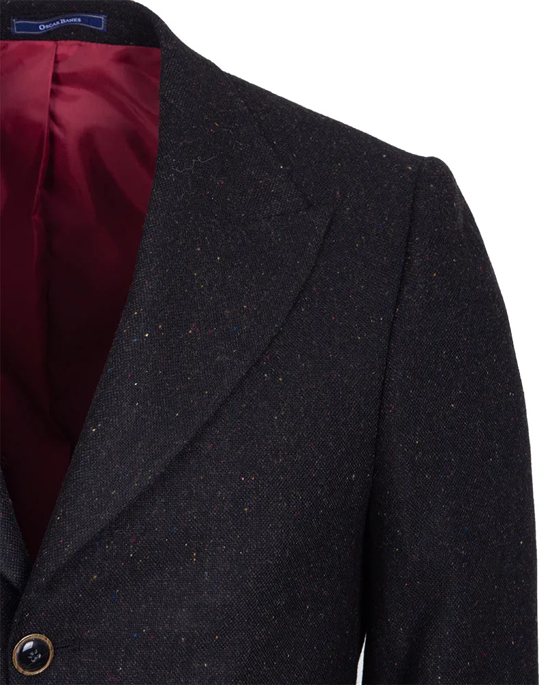 Black Plain  Design Men's Overcoat