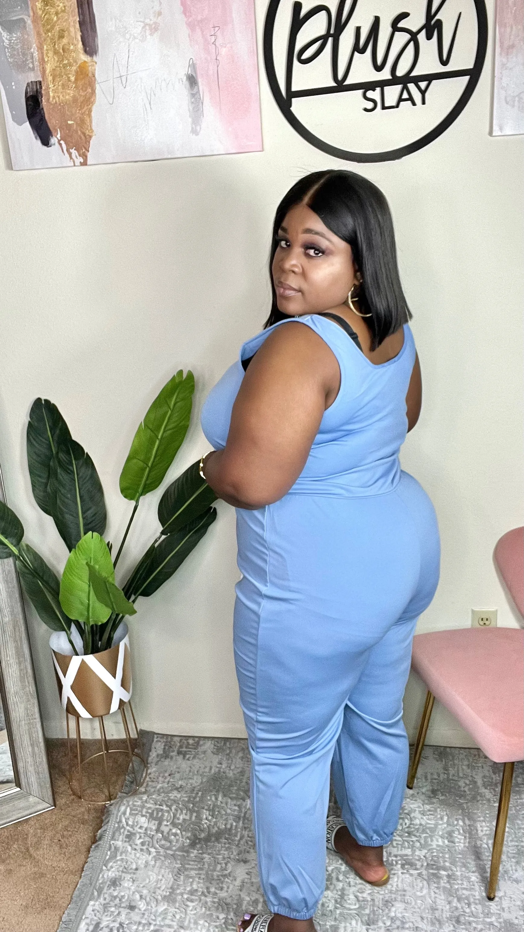 Blush Slay Jumpsuit Blue