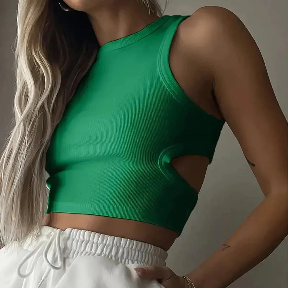 Bonnyshow  Vest top Women's y2k Tank Top Ribbed Knitted Tops Mujer Neck Summer Woman Shirts Tank Top Women Tank Tops Brown Casual Shirts