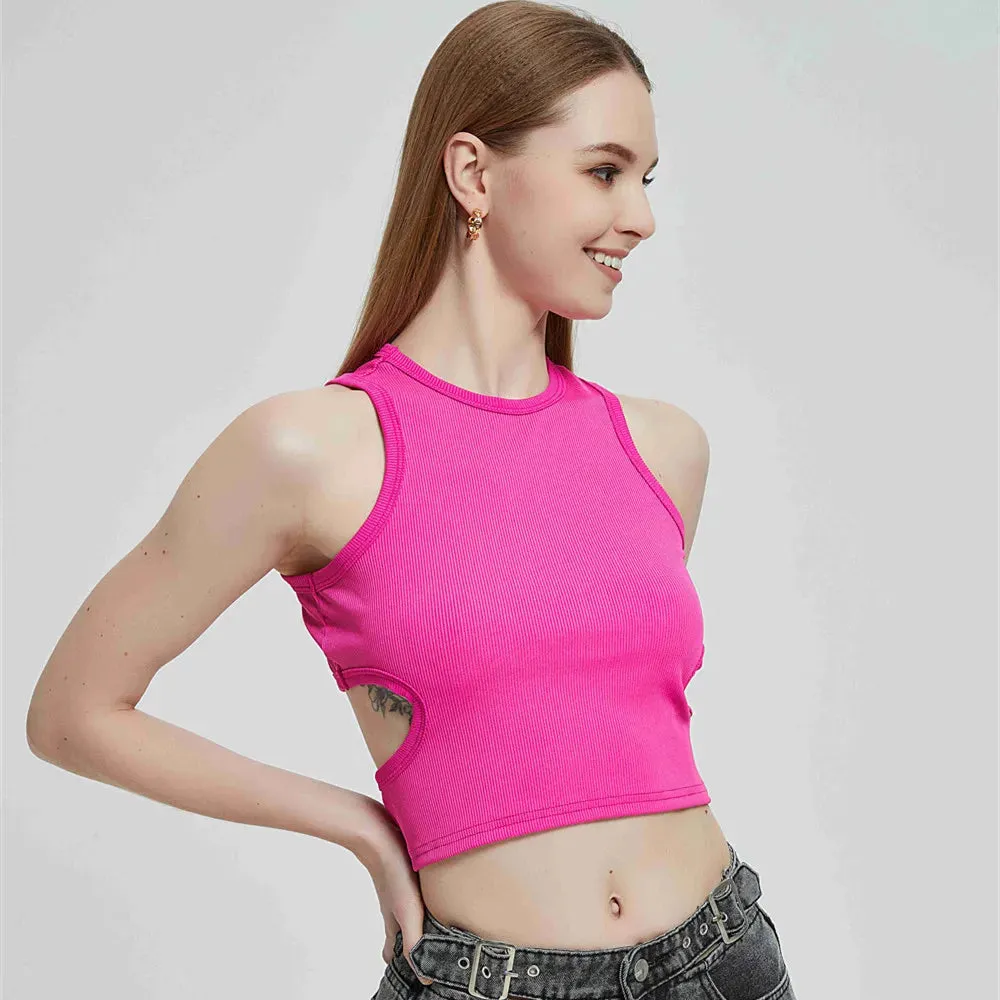 Bonnyshow  Vest top Women's y2k Tank Top Ribbed Knitted Tops Mujer Neck Summer Woman Shirts Tank Top Women Tank Tops Brown Casual Shirts