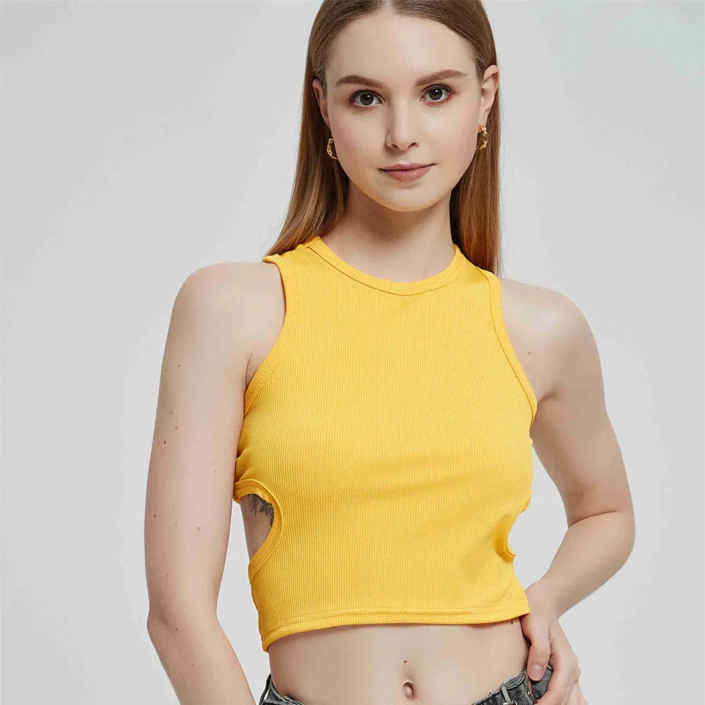 Bonnyshow  Vest top Women's y2k Tank Top Ribbed Knitted Tops Mujer Neck Summer Woman Shirts Tank Top Women Tank Tops Brown Casual Shirts