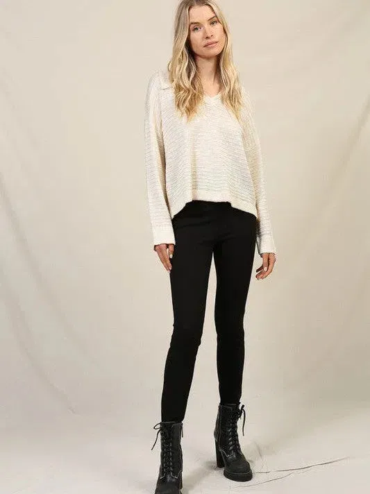 Born to Express Collared Sweater Top