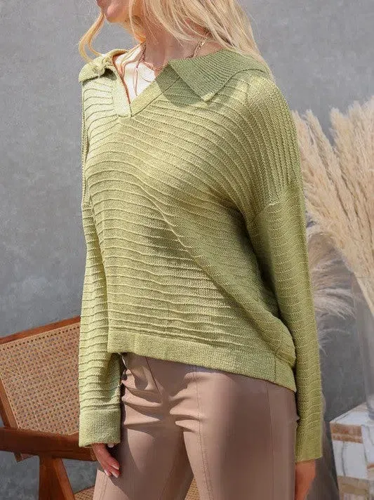 Born to Express Collared Sweater Top