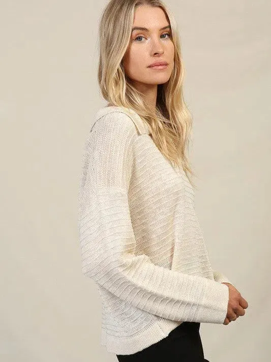 Born to Express Collared Sweater Top