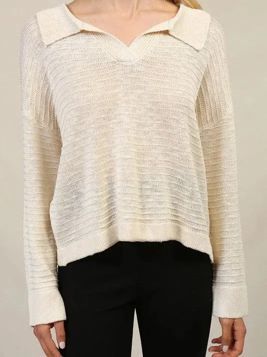 Born to Express Collared Sweater Top