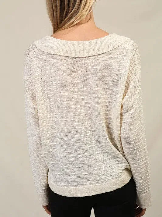 Born to Express Collared Sweater Top