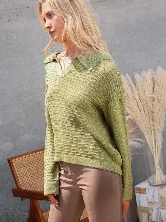 Born to Express Collared Sweater Top