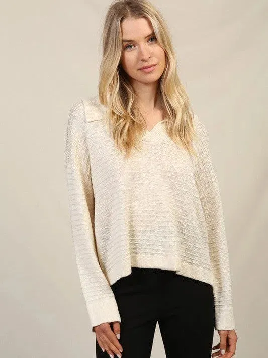 Born to Express Collared Sweater Top