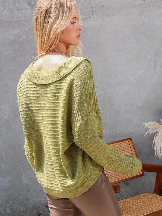 Born to Express Collared Sweater Top