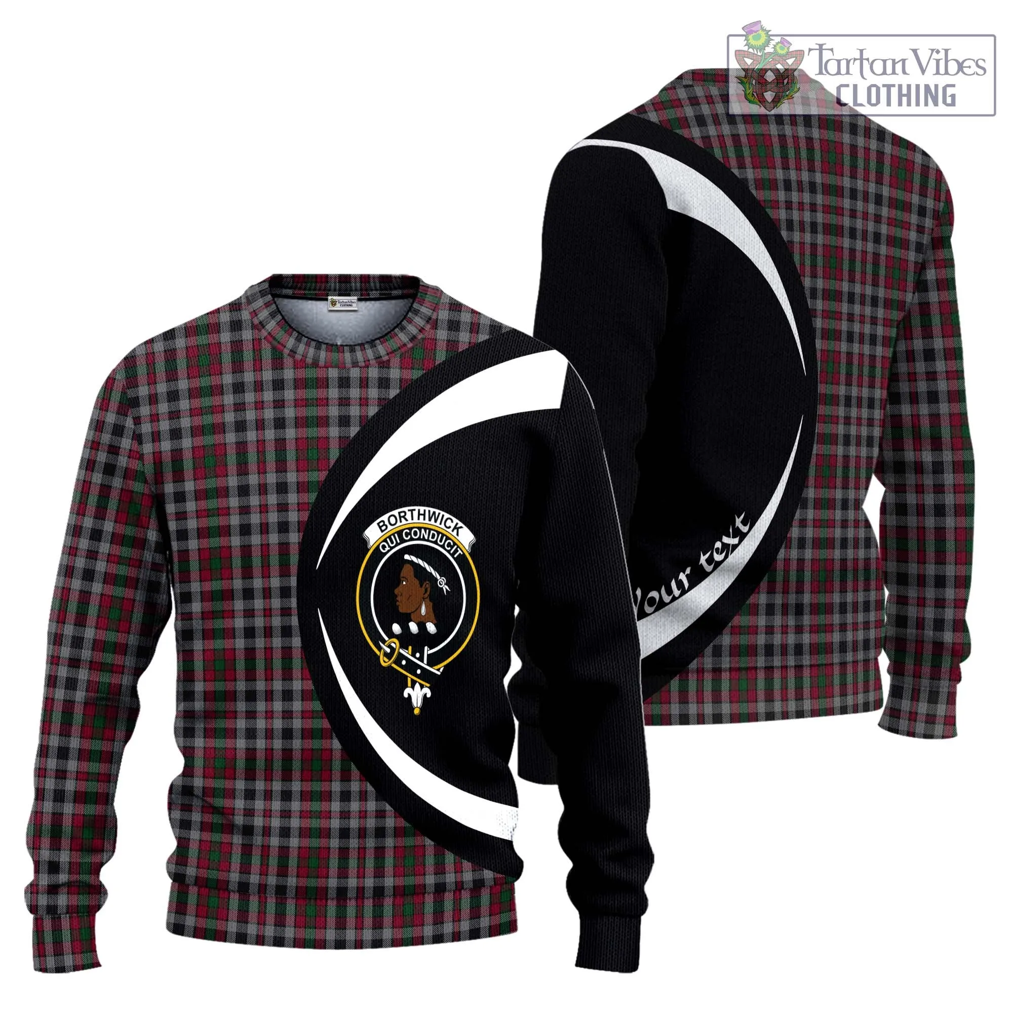 Borthwick Tartan Ugly Sweater with Family Crest Circle Style