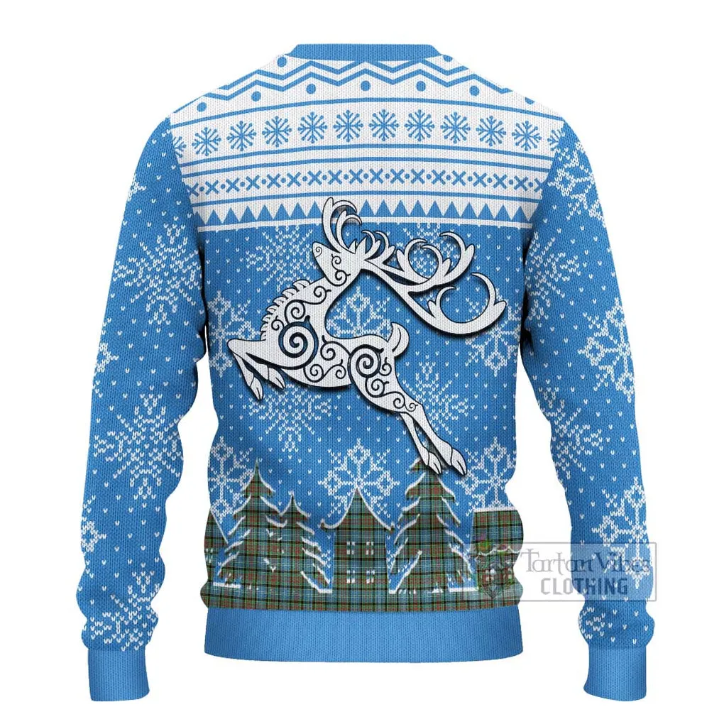Brisbane Clan Christmas Ugly Sweater with Tartan and Celtic Reindeer Style