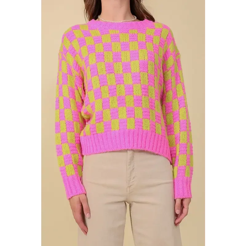 Checkerboard Pullover Sweater