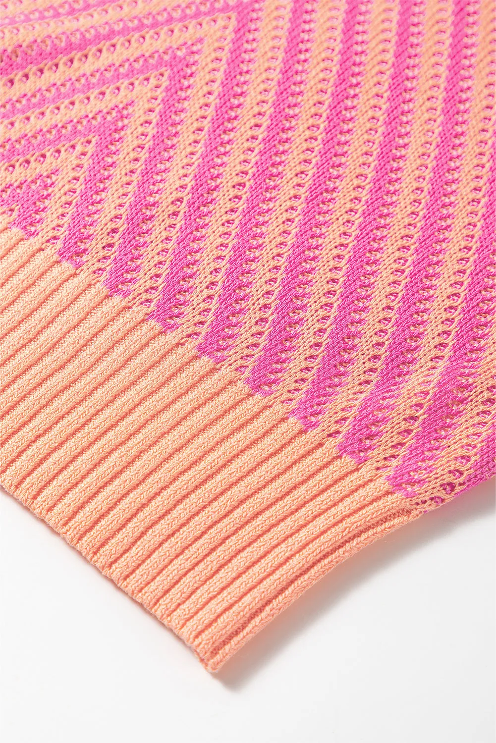 Contrast Chevron Knit V Neck Sweater Vest