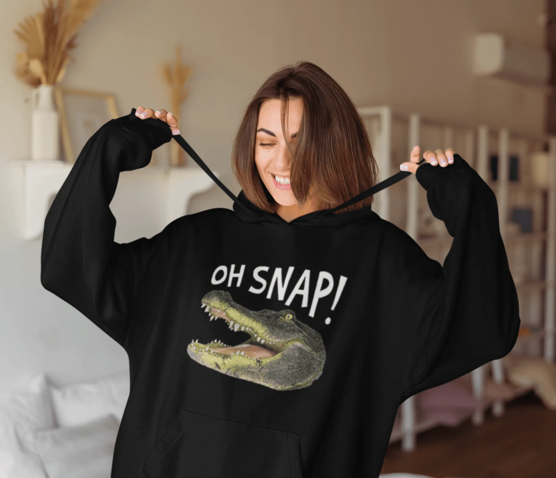 Crocodile Hoodie Oh Snap! Blended Cotton Ultra Soft Midweight UnisexPullover