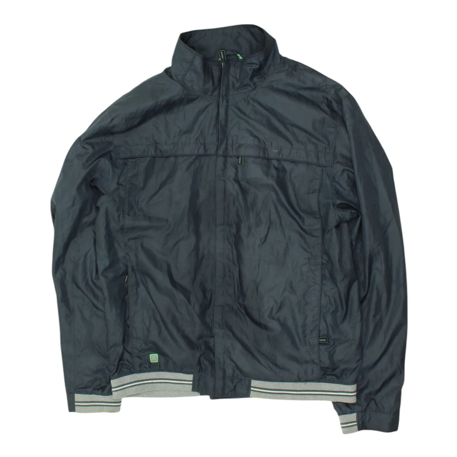 Diesel Mens Blue Full Zip Nylon Bomber Jacket | Vintage High End Casual Designer