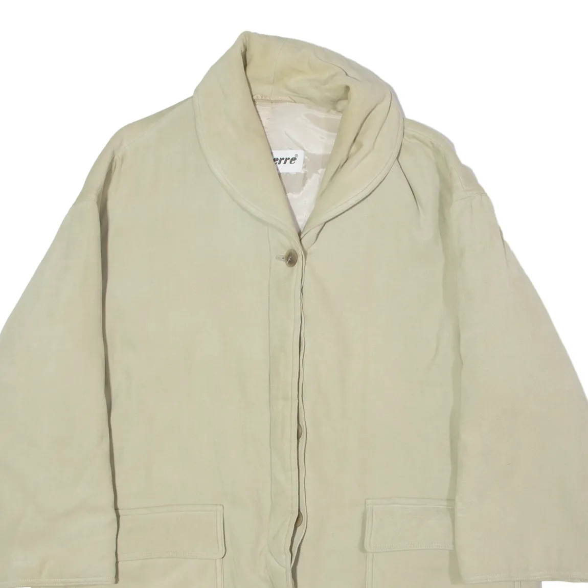 DONAIRE Womens Overcoat Coat Beige Velvet Viscose 90s UK 14