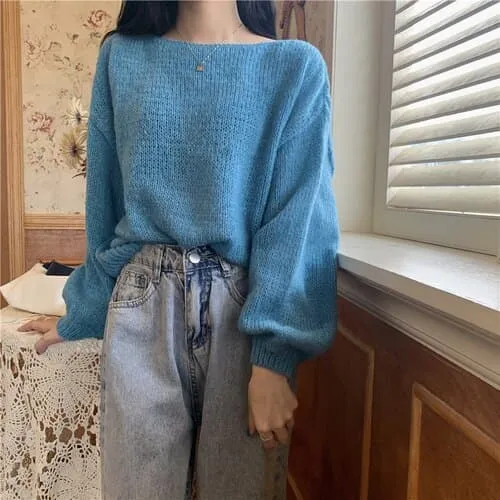 DressBetty - Knitted Sweaters Woman Colorblock Pull Femme Long Sleeve Crop Top Sweater Women Winter Clothes Korean Fashion