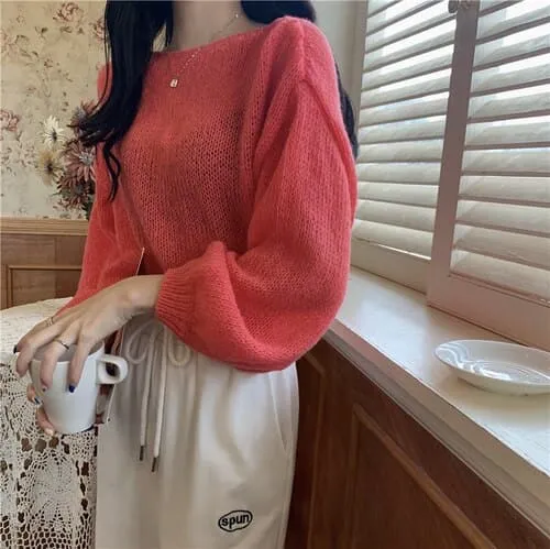 DressBetty - Knitted Sweaters Woman Colorblock Pull Femme Long Sleeve Crop Top Sweater Women Winter Clothes Korean Fashion