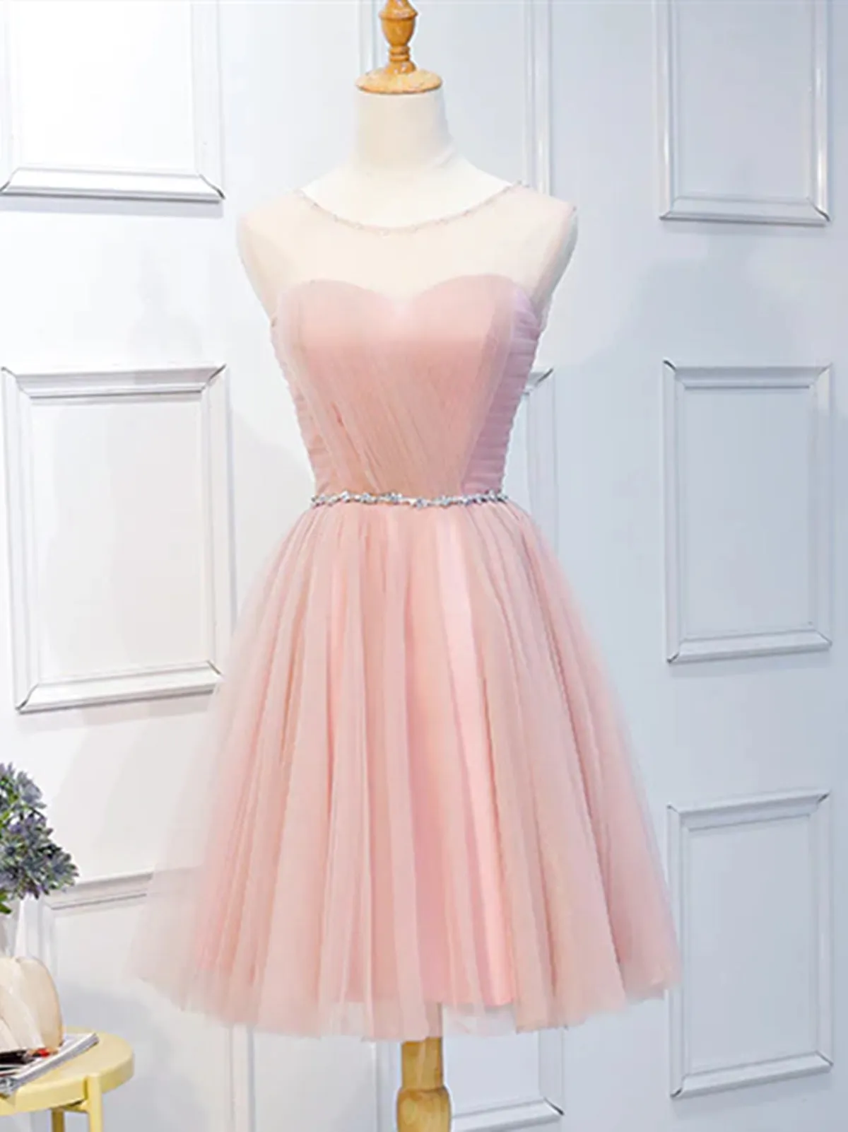 Elegant Short Pink Tulle Prom Dresses Short Pink Tulle Formal Homecoming Dresses