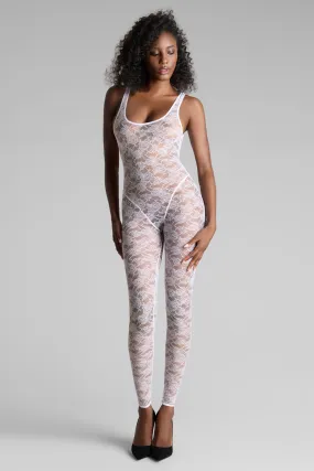 Flashback Lace Open Back Jumpsuit White