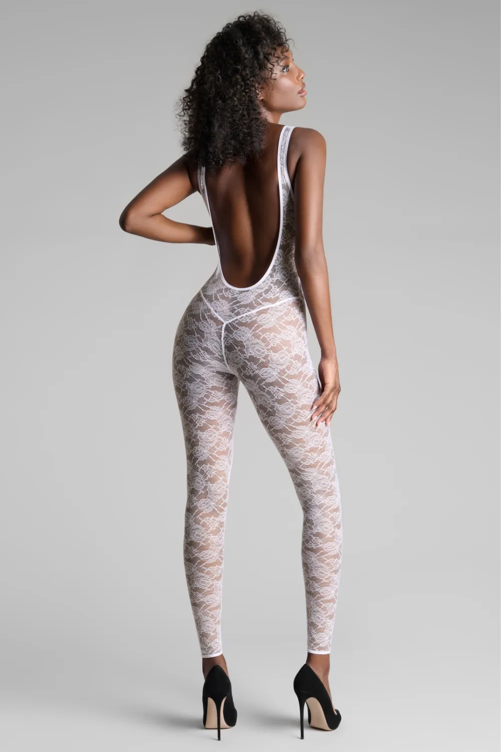 Flashback Lace Open Back Jumpsuit White