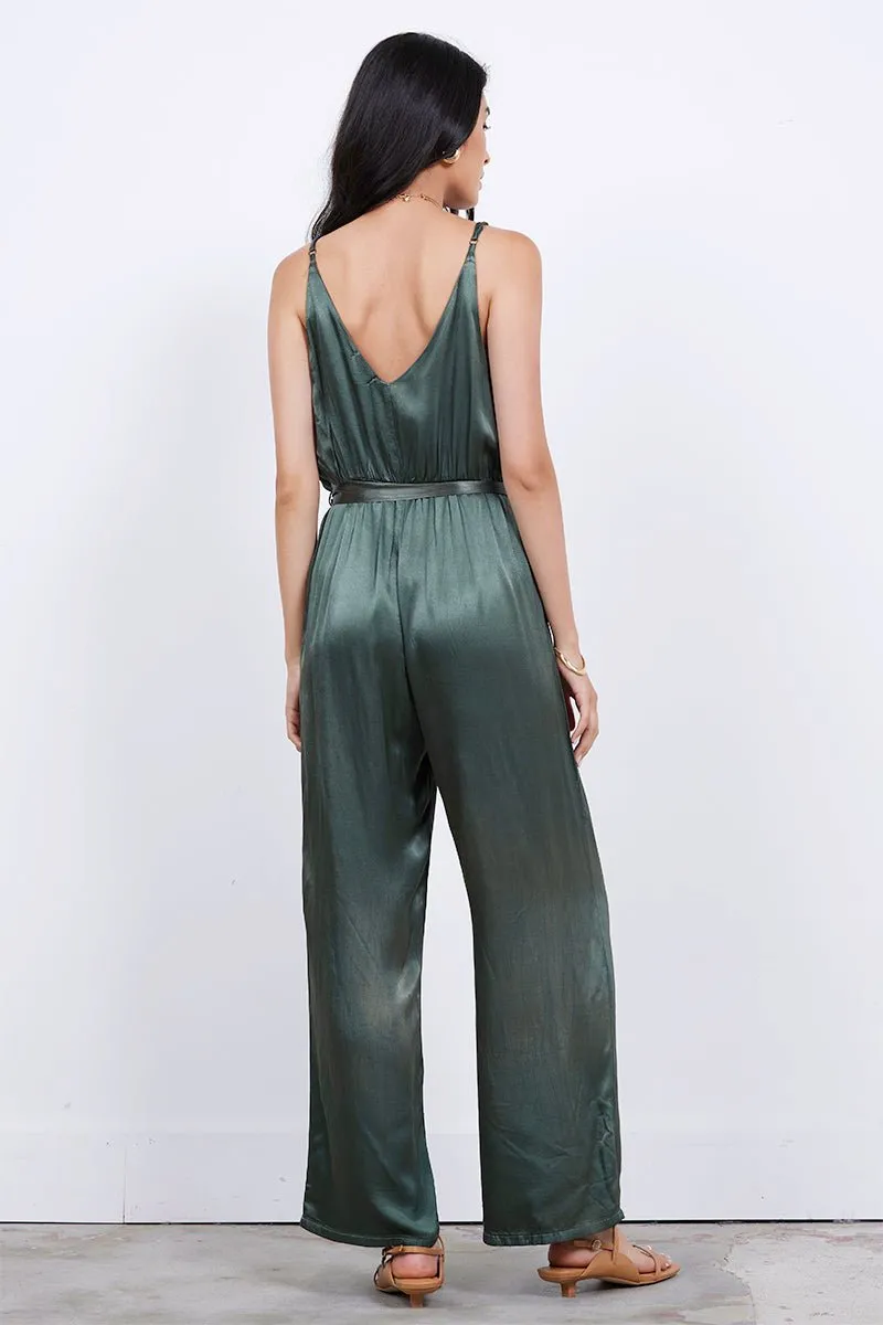 FLEUR BELTED SILKY JUMPSUIT