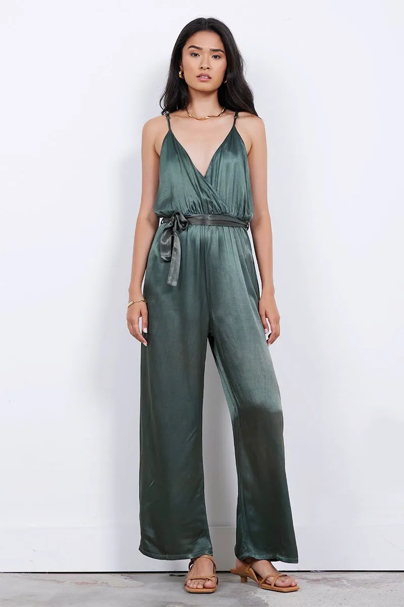 FLEUR BELTED SILKY JUMPSUIT