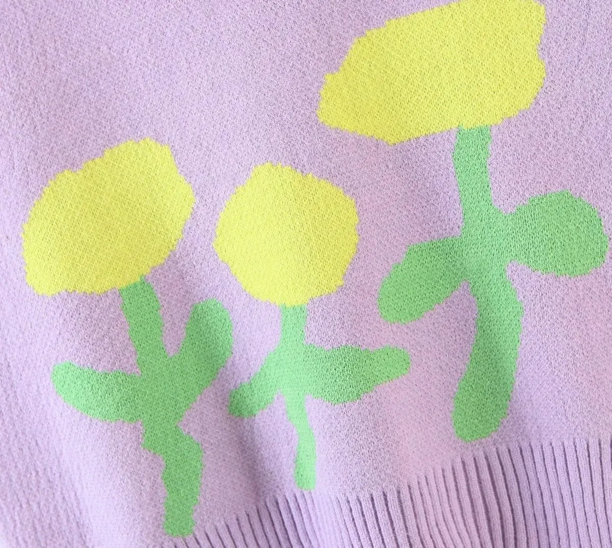 Floral Print Knitted Sleeveless Sweater Women Vest Spring Autumn V Neck Waistcoat Pullovers Green High Fashion Vintage Tops
