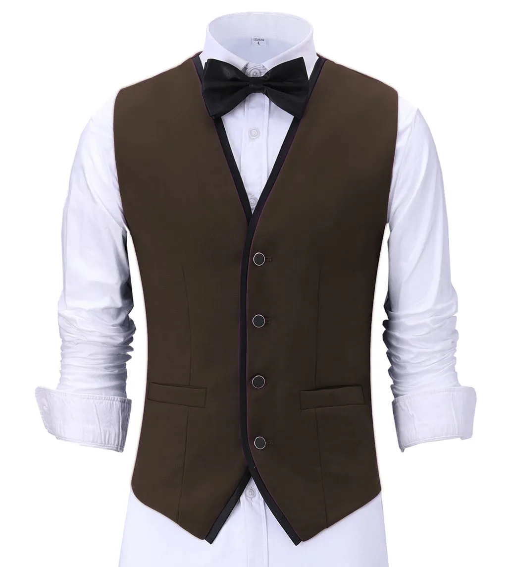 Formal Flat V Neck Waistcoat Slim Fit Suit Vest
