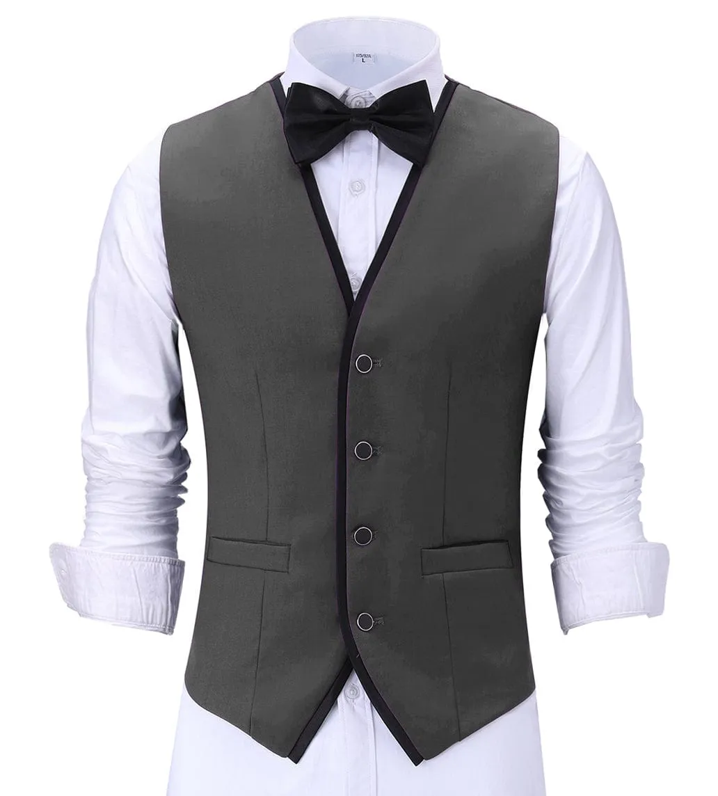 Formal Flat V Neck Waistcoat Slim Fit Suit Vest