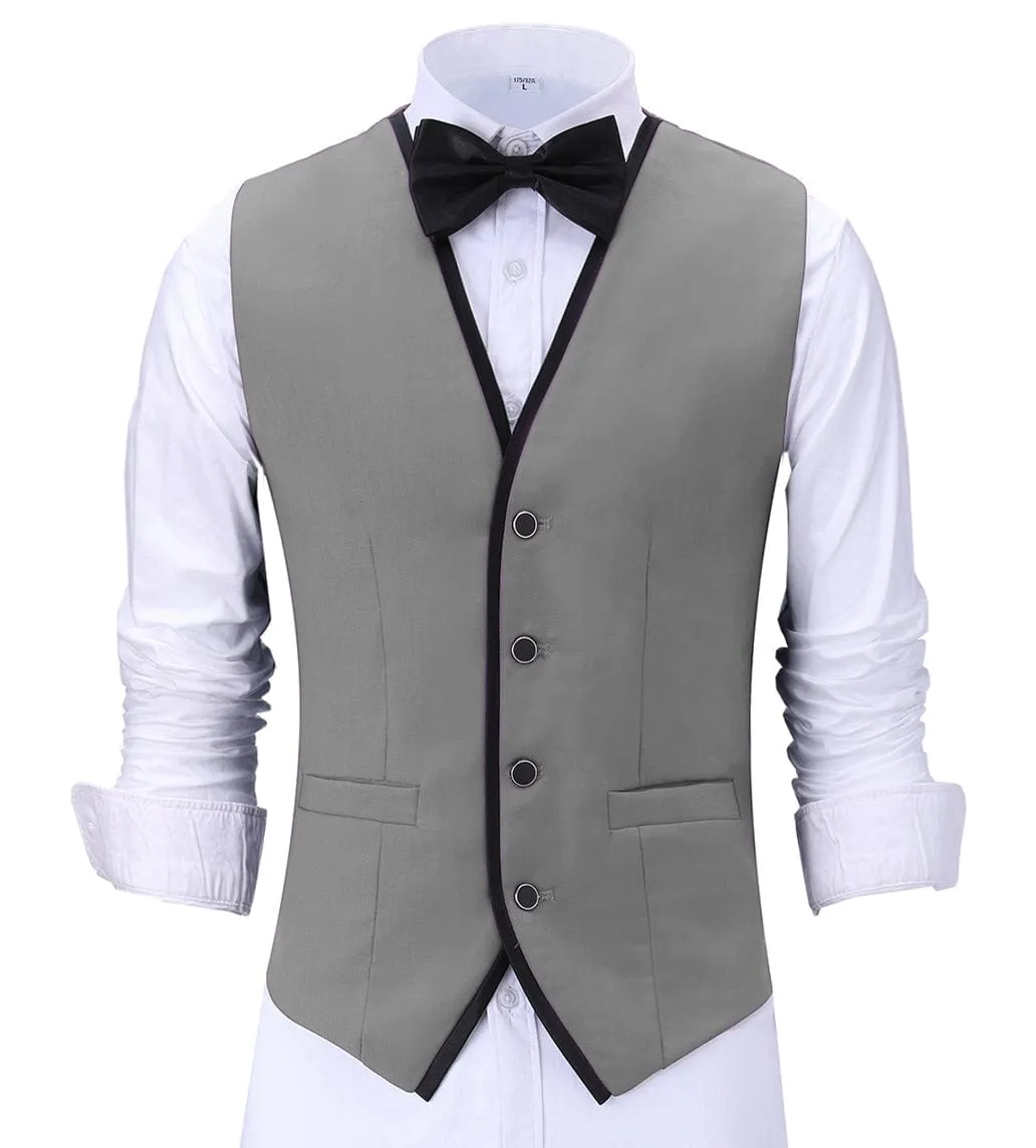 Formal Flat V Neck Waistcoat Slim Fit Suit Vest