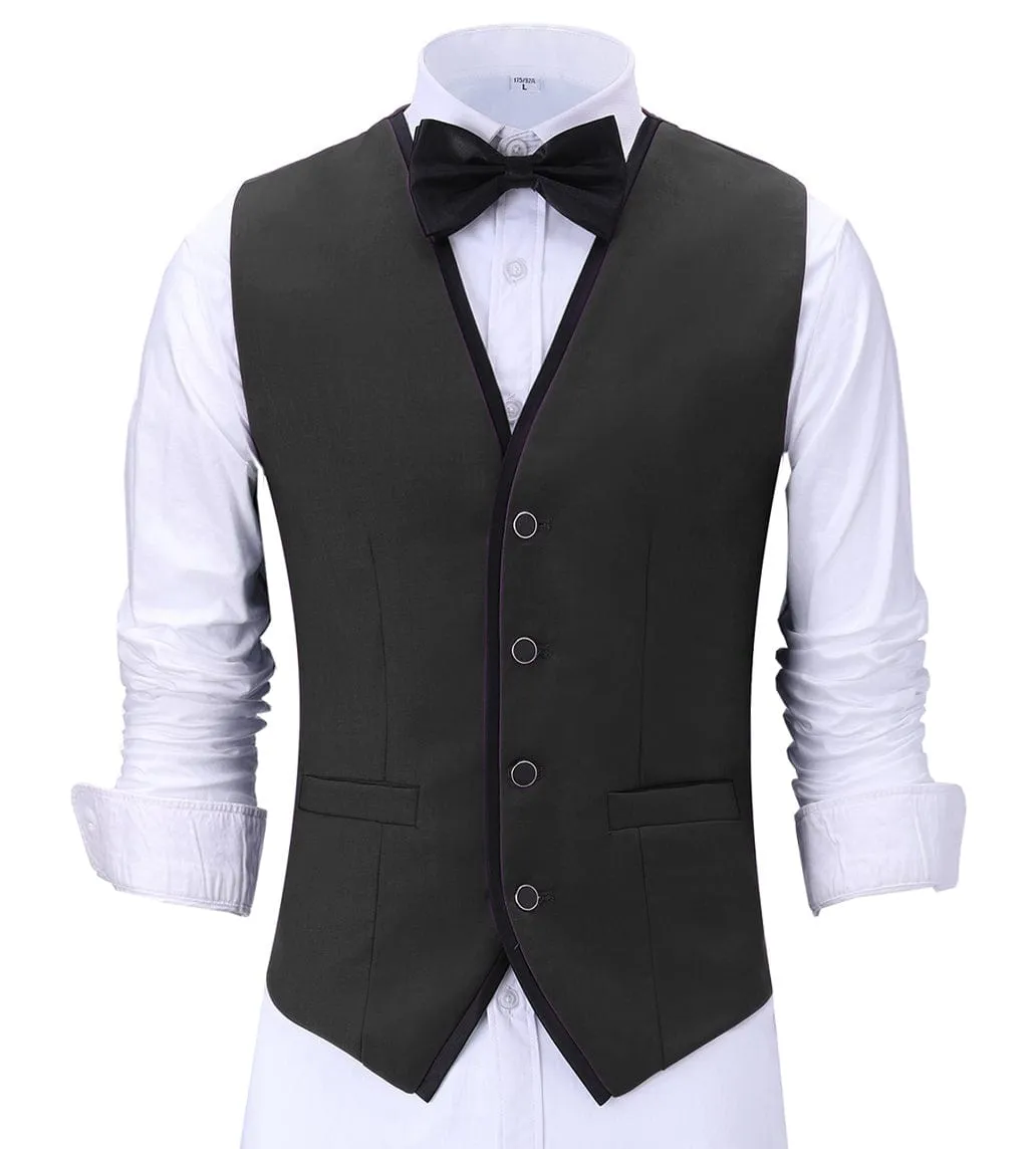 Formal Flat V Neck Waistcoat Slim Fit Suit Vest