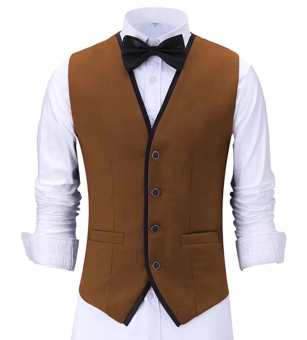Formal Flat V Neck Waistcoat Slim Fit Suit Vest