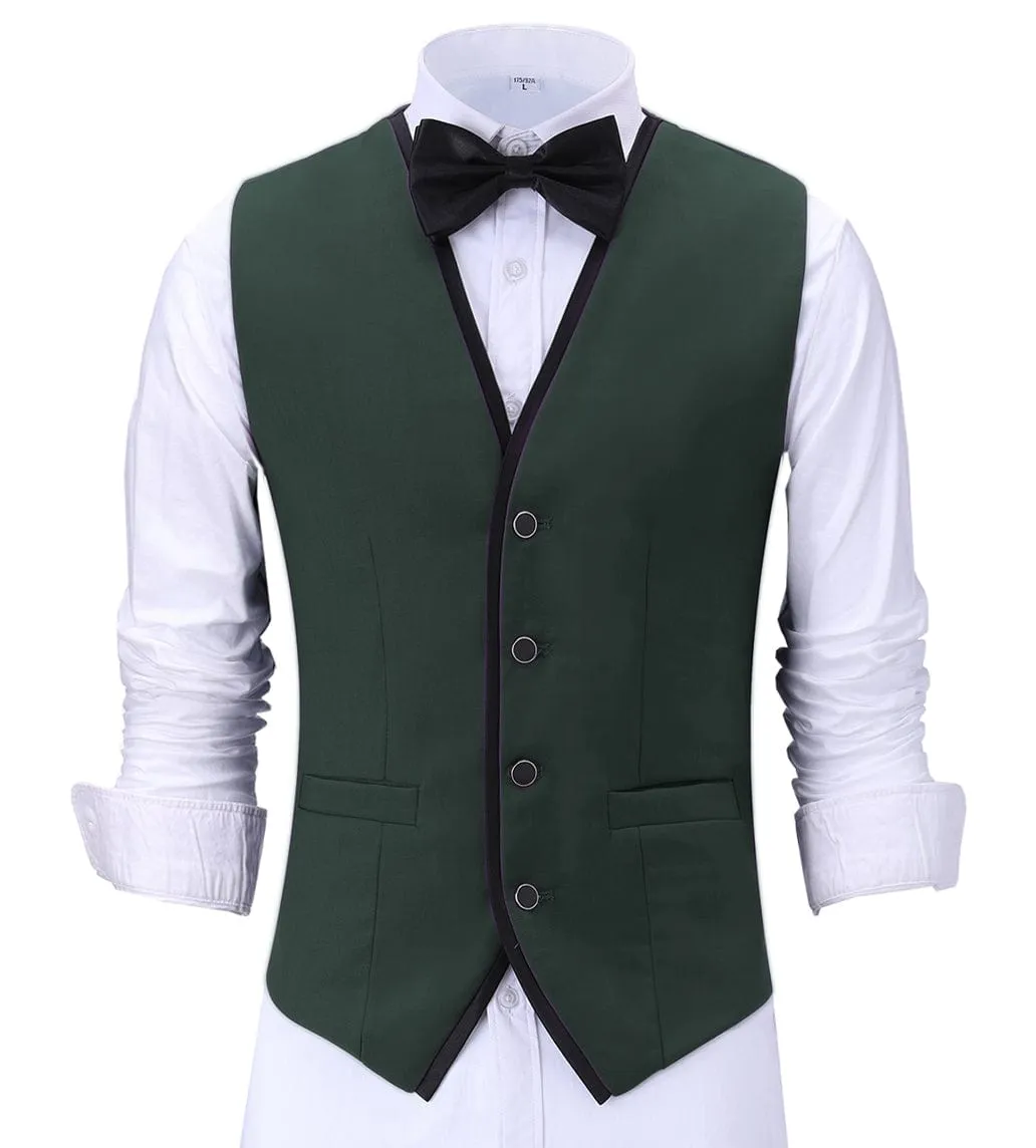 Formal Flat V Neck Waistcoat Slim Fit Suit Vest