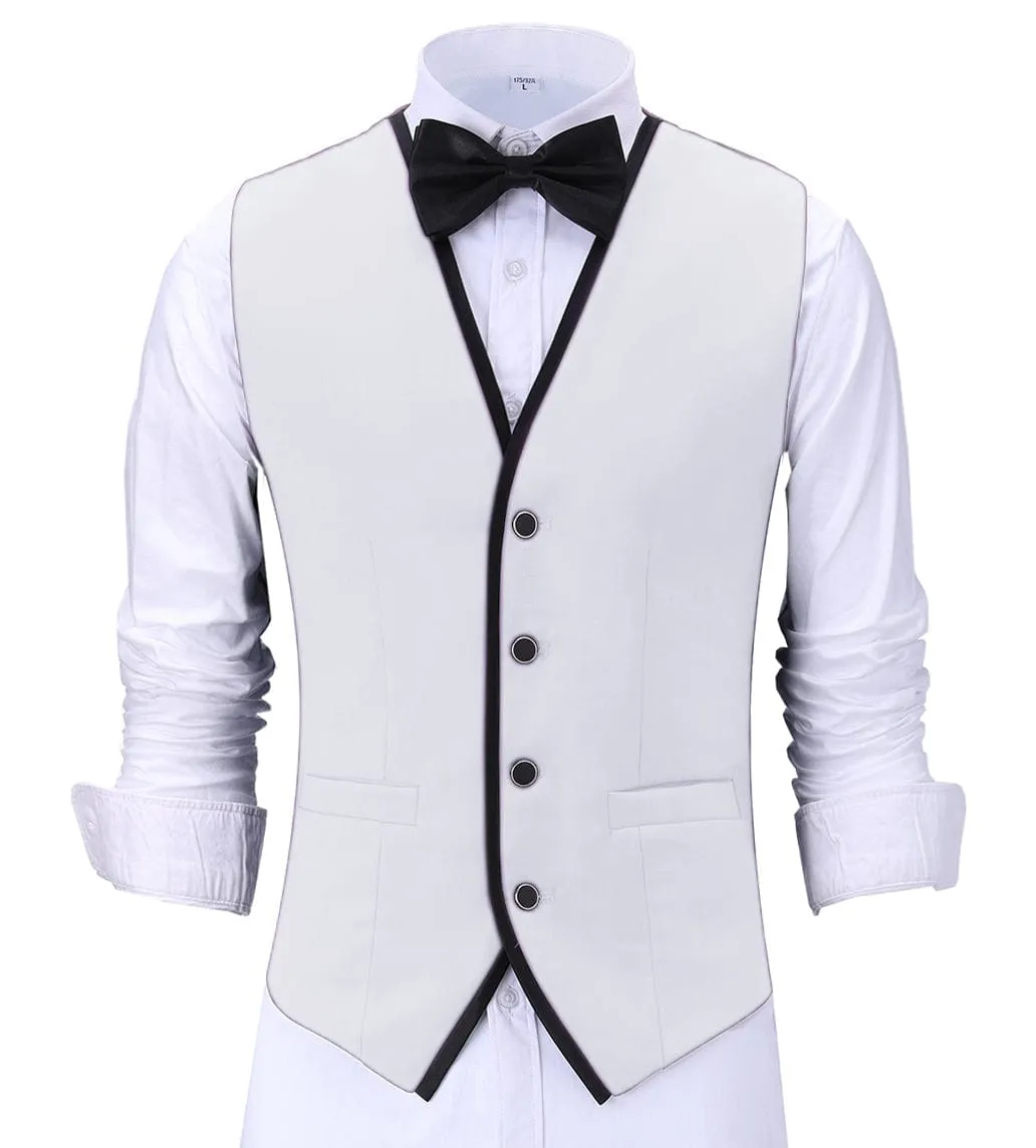 Formal Flat V Neck Waistcoat Slim Fit Suit Vest
